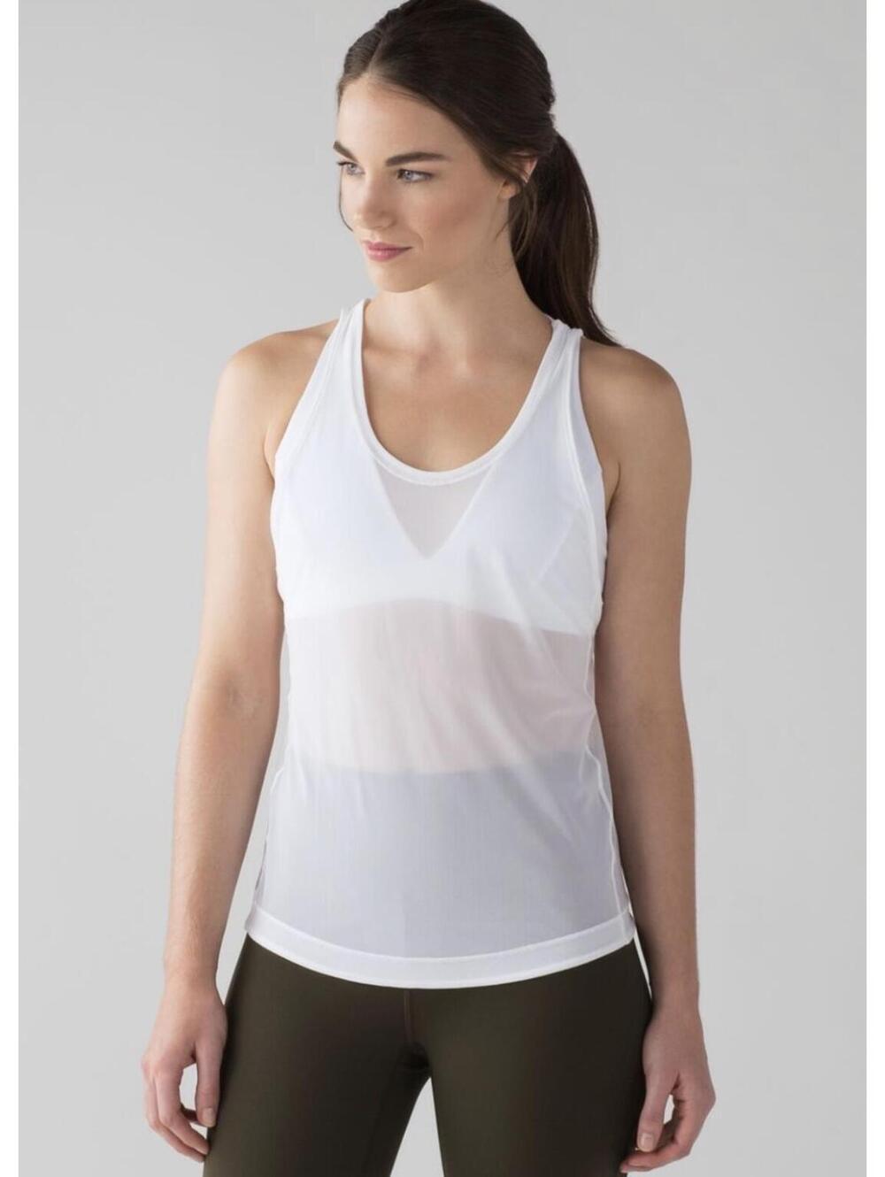 Lululemon Athletica Revitalized Sheer Tank Sheer With Built In Bra - Women's 12